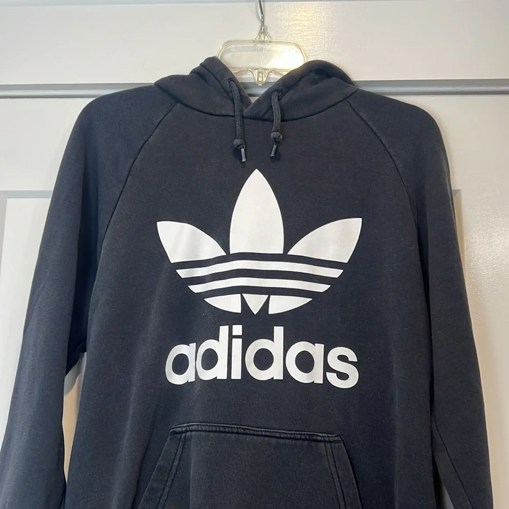 Adidas Men's Black and White Trefoil Hoodie size medium.